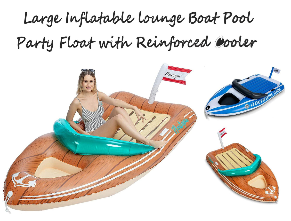 JOYIN Giant Inflatable Boat Pool Float with Reinforced Cooler, Summer Pool Party Lounge Raft Decorations Toys for Kids & Adults