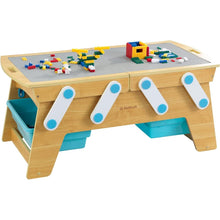 Load image into Gallery viewer, Little Builder Bricks Wooden Activity Storage Table with Bins and Over 200 Pieces - Adler's Store