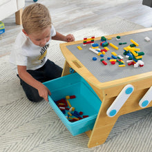 Load image into Gallery viewer, Little Builder Bricks Wooden Activity Storage Table with Bins and Over 200 Pieces - Adler's Store