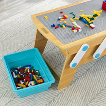 Load image into Gallery viewer, Little Builder Bricks Wooden Activity Storage Table with Bins and Over 200 Pieces - Adler's Store