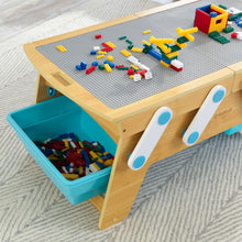 Load image into Gallery viewer, Little Builder Bricks Wooden Activity Storage Table with Bins and Over 200 Pieces - Adler's Store