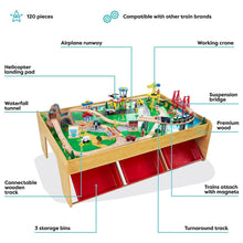Load image into Gallery viewer, Mountain City Wooden Train Set and Table with 120 Pieces - Great Gift for Kids - Adler's Store