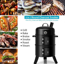 Load image into Gallery viewer, Portable 3 in 1 Iron Charcoal BBQ Smoker - Adler's Store