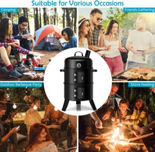 Load image into Gallery viewer, Portable 3 in 1 Iron Charcoal BBQ Smoker - Adler's Store