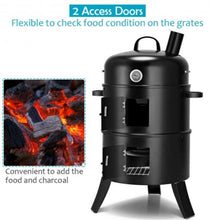 Load image into Gallery viewer, Portable 3 in 1 Iron Charcoal BBQ Smoker - Adler's Store