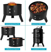 Load image into Gallery viewer, Portable 3 in 1 Iron Charcoal BBQ Smoker - Adler's Store