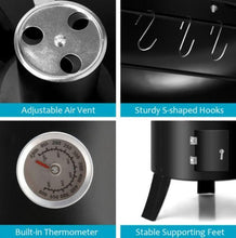 Load image into Gallery viewer, Portable 3 in 1 Iron Charcoal BBQ Smoker - Adler's Store
