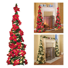 Load image into Gallery viewer, Pre-lit 4 Ft Poinsettia Pull Up Christmas Tree - Adler's Store