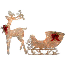 Load image into Gallery viewer, Pre-Lit Reindeer Pulling Sleigh with Pre-Strung LED Lights - Adler's Store