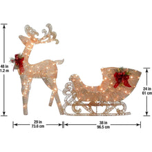 Load image into Gallery viewer, Pre-Lit Reindeer Pulling Sleigh with Pre-Strung LED Lights - Adler's Store