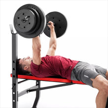 Load image into Gallery viewer, Pro Bench With 100 lb Vinyl Weight Set and Fixed 4-Roller Leg Pad Home Gym - Adler's Store