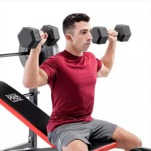 Load image into Gallery viewer, Pro Bench With 100 lb Vinyl Weight Set and Fixed 4-Roller Leg Pad Home Gym - Adler's Store