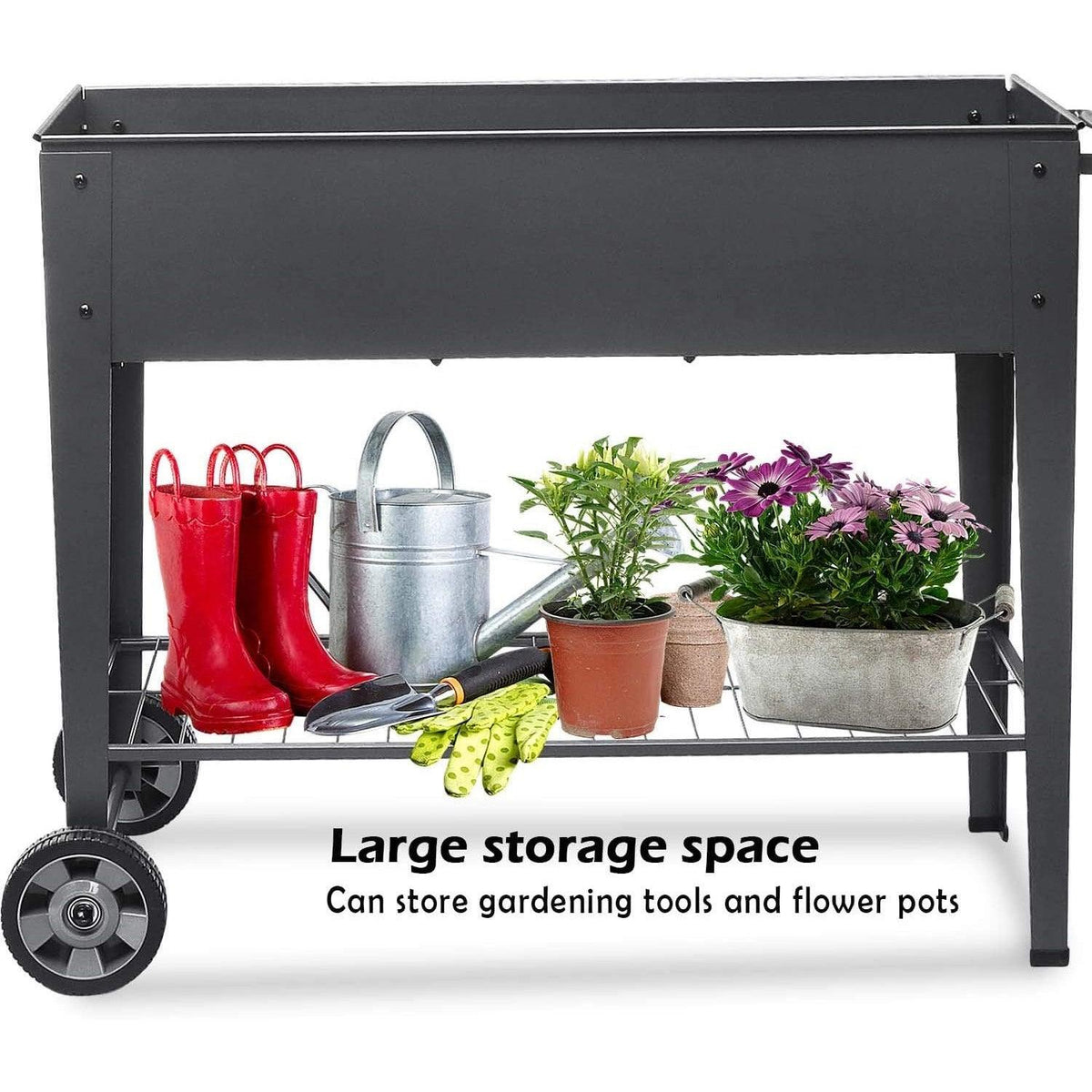 large planter pots on wheels Raised Garden Planter Box on Wheels Elevated Bed