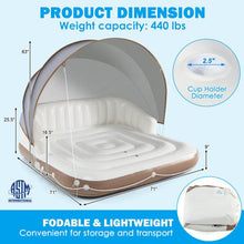 Load image into Gallery viewer, Relaxation Floating Island Raft with Canopy Two Cup Holders and Sunshade - Adler's Store
