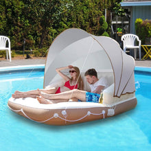 Load image into Gallery viewer, Relaxation Floating Island Raft with Canopy Two Cup Holders and Sunshade - Adler's Store