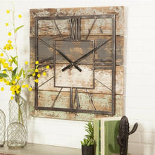 Load image into Gallery viewer, Rustic Wooden Frame Square Wall Clock - Adler's Store