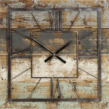 Load image into Gallery viewer, Rustic Wooden Frame Square Wall Clock - Adler's Store