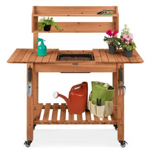 Load image into Gallery viewer, Sliding Table Top Wood Garden Potting Bench - Adler's Store