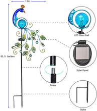Load image into Gallery viewer, Solar LED Peacock Light Metal Garden Decoration - Adler's Store