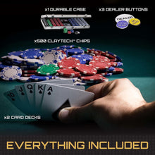 Load image into Gallery viewer, Ultimate Texas Hold 'em Poker Set 500 11.5 Gram Claytec Striped Chip Set - Adler's Store