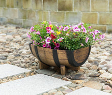 Load image into Gallery viewer, Vintage Rustic Wood Look Half Barrel Garden Planters - Set of 2 - Adler's Store