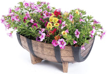 Load image into Gallery viewer, Vintage Rustic Wood Look Half Barrel Garden Planters - Set of 2 - Adler's Store