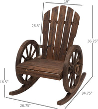 Load image into Gallery viewer, Wagon Wheel Outdoor Wooden Adirondack Rocking Chair - Adler's Store