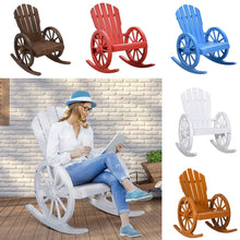 Load image into Gallery viewer, Wagon Wheel Outdoor Wooden Adirondack Rocking Chair - Adler's Store