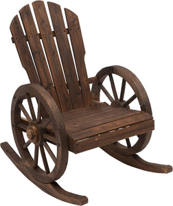 Wagon Wheel Outdoor Wooden Adirondack Rocking Chair - Adler's Store
