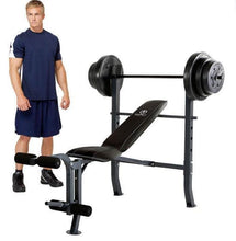 Load image into Gallery viewer, Weight Bench With 100 lb Vinyl Weight Set and Fixed 4-Roller Leg Pad Home Gym - Adler's Store