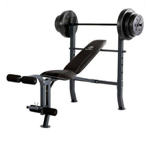 Load image into Gallery viewer, Weight Bench With 100 lb Vinyl Weight Set and Fixed 4-Roller Leg Pad Home Gym - Adler's Store