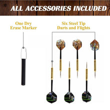 Load image into Gallery viewer, Wooden 40 Inch Dart Board Cabinet Set with Lights and 6 Steel Tip Darts - Adler's Store