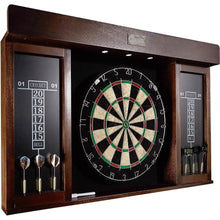 Load image into Gallery viewer, Wooden 40 Inch Dart Board Cabinet Set with Lights and 6 Steel Tip Darts - Adler's Store