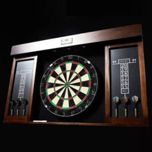 Load image into Gallery viewer, Wooden 40 Inch Dart Board Cabinet Set with Lights and 6 Steel Tip Darts - Adler's Store