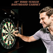 Load image into Gallery viewer, Wooden 40 Inch Dart Board Cabinet Set with Lights and 6 Steel Tip Darts - Adler's Store