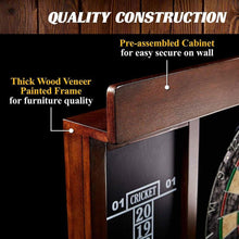 Load image into Gallery viewer, Wooden 40 Inch Dart Board Cabinet Set with Lights and 6 Steel Tip Darts - Adler's Store