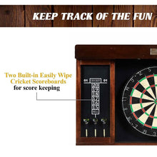 Load image into Gallery viewer, Wooden 40 Inch Dart Board Cabinet Set with Lights and 6 Steel Tip Darts - Adler's Store