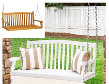 Load image into Gallery viewer, Wooden Hanging Swing Bench on Chains - Adler's Store