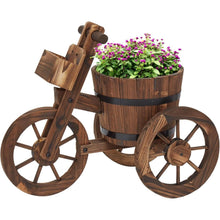 Load image into Gallery viewer, Wooden Tricycle Flower Stand Barrel Planter Pot with Wheels - Adler's Store