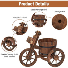 Load image into Gallery viewer, Wooden Tricycle Flower Stand Barrel Planter Pot with Wheels - Adler's Store