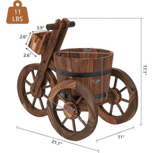 Load image into Gallery viewer, Wooden Tricycle Flower Stand Barrel Planter Pot with Wheels - Adler's Store