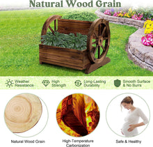 Load image into Gallery viewer, Wooden Wagon Planter Box Decorative Garden Planter with Wheels for Indoor and Outdoor Use - Adler's Store