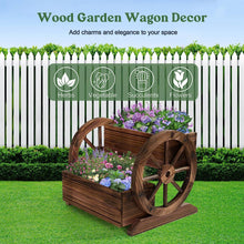 Load image into Gallery viewer, Wooden Wagon Planter Box Decorative Garden Planter with Wheels for Indoor and Outdoor Use - Adler's Store
