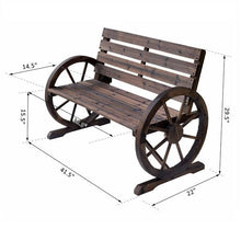 Load image into Gallery viewer, Wooden Wagon Wheel Bench Garden Loveseat - Adler's Store