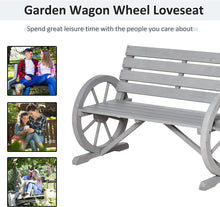 Load image into Gallery viewer, Wooden Wagon Wheel Bench Garden Loveseat - Adler's Store
