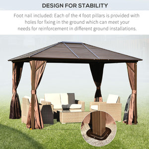10 x 12 Ft Hard Top Aluminum Gazebo with Curtains and Mesh Screens - Adler's Store