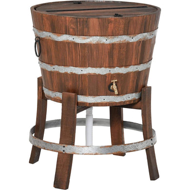 13 Gallons Outdoor Retro Wooden Cooler Ice Bucket with Cover and Drainage - Adler's Store