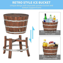 Load image into Gallery viewer, 13 Gallons Outdoor Retro Wooden Cooler Ice Bucket with Cover and Drainage - Adler&#39;s Store