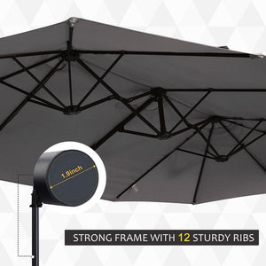 15 Ft Double Sided Cantilever Umbrella with Solid Cross Stand - Adler's Store