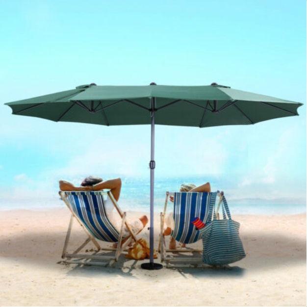 15 ft Double Sided Patio Umbrella Twin UV Shelter Canopy Green